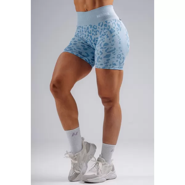  Kompresní push-up šortky s leopardím vzorem NEBBIA PRIMAL 856 BLUE LEOPARD 