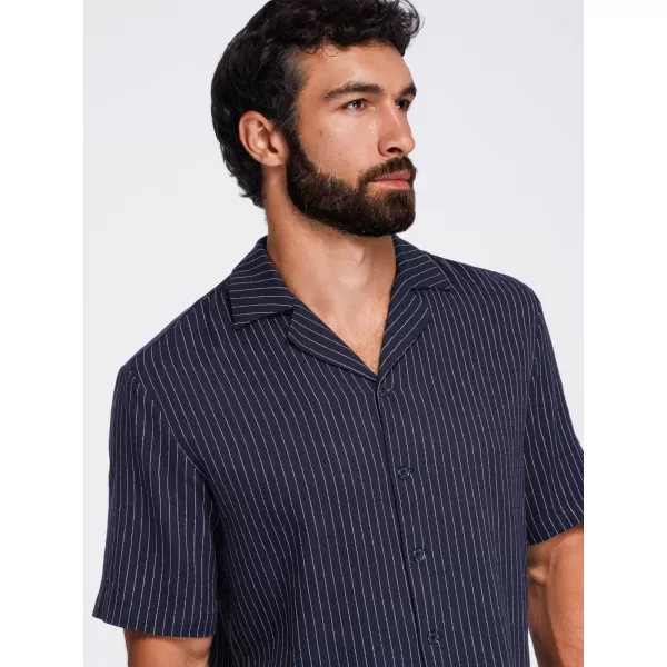  Pánská košile OMBRE OM-SHSS-0222 NAVY BLUE 