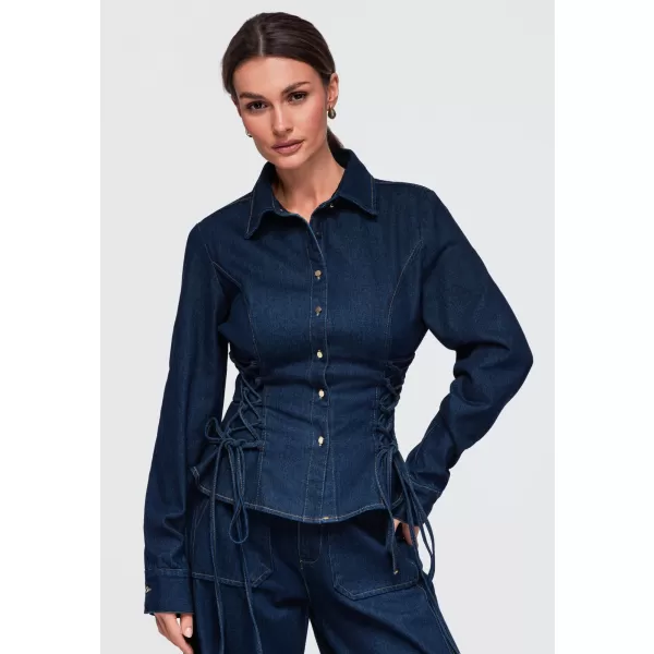  Dámská košile OMBRE OW-SH-E0070 NAVY BLUE 
