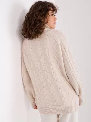 Dámský svetr WOOL FASHION ITALIA AT-SW-2355-2.12P LIGHT BEIGE
