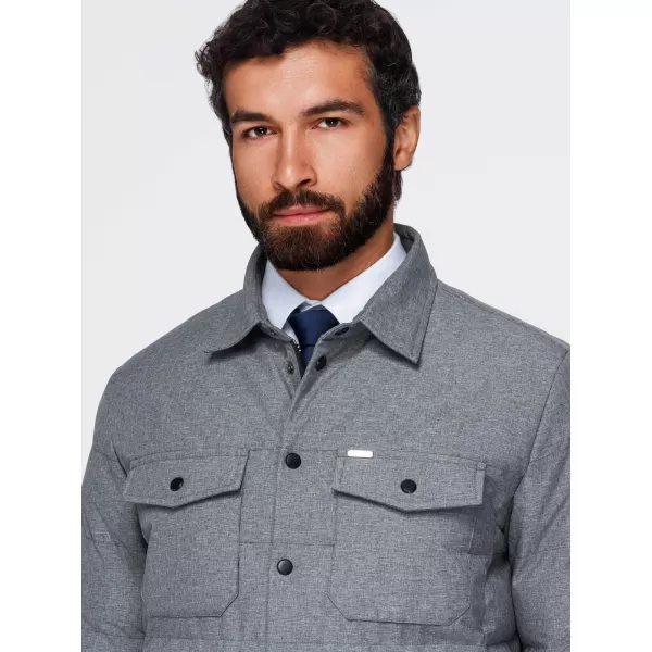  Pánská prošívaná košilová bunda OMBRE OM-JALP-0256 GREY MELANGE 