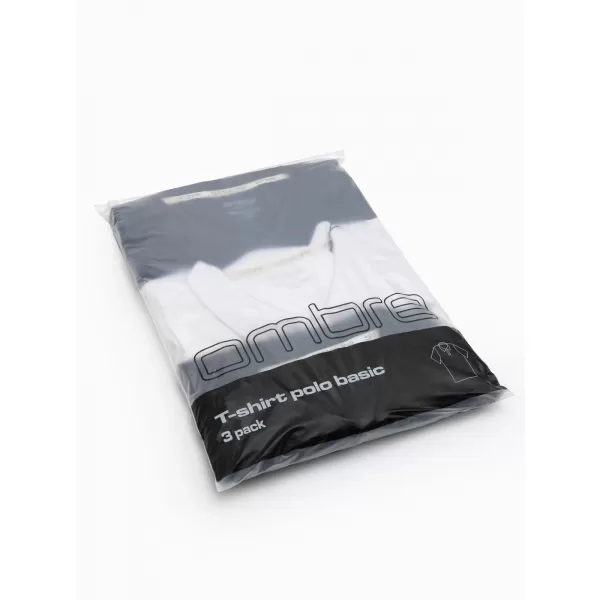  Pánské triko s límečkem OMBRE OM-POBS-0171 BLACK/ NAVY/WHITE 