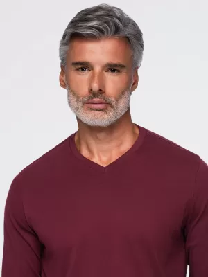 Pánské tričko OMBRE OM-LSBL-0143 BURGUNDY