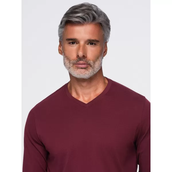  Pánské tričko OMBRE OM-LSBL-0143 BURGUNDY 