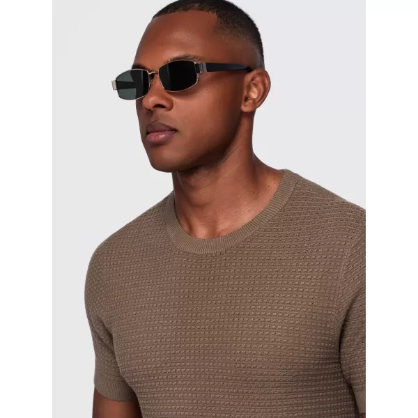  Pánské tričko OMBRE OM-TSCT-0303 LIGHT BROWN 