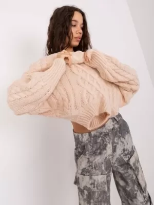 Dámský svetr WOOL FASHION ITALIA AT-SW-2363-2.30 LIGHT BEIGE