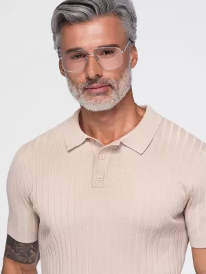 Pánské polo tričko OMBRE OM-POSS-0180 BEIGE