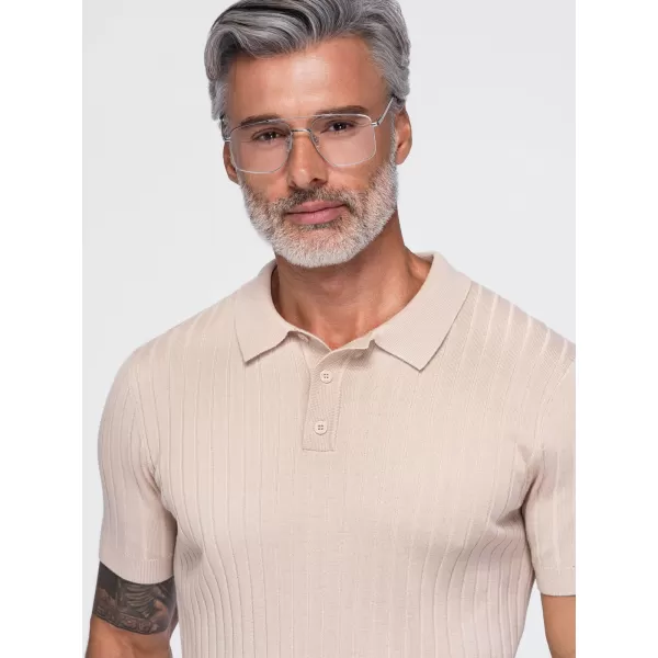 Pánské polo tričko OMBRE OM-POSS-0180 BEIGE 