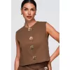 Dámský kabát OMBRE OW-VE-E0006 BROWN