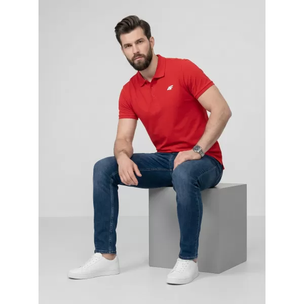  Pánské triko s límečkem 4F 4FWMM00TPTSM0771 RED 
