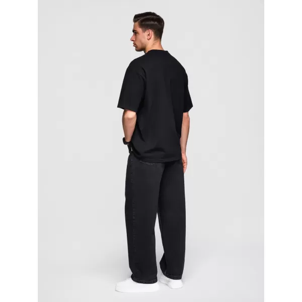  Pánské triko OMBRE OM-TSBC-0291 OFF WHITE/OFF WHITE/BLACK 