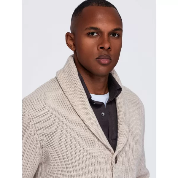  Pánský kardigan OMBRE OM-SWCD-0200 BEIGE 