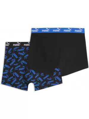 Pánské boxerky PUMA MEN ELEMENTS SCATTERED PRINT BOXERS 94780202 BLUE/BLACK