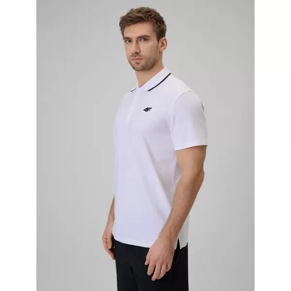  Pánské triko s límečkem 4F 4FWMM00TPTSM0773 WHITE 