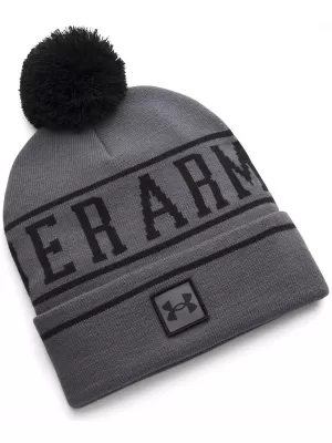 Pánská čepice UNDER ARMOUR M HALFTIME POM BEANIE 1386634-025 ŠEDÁ
