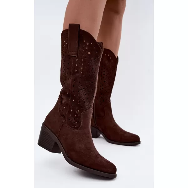  Dámské kozačky S.BARSKI HY62-8126 CHOCOLATE 