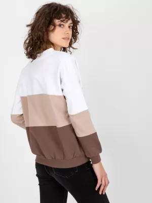 Dámská mikina RUE PARIS RV-BL-8328.65P WHITE-BROWN