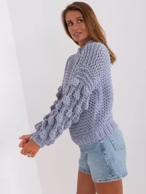 Dámský svetr WOOL FASHION ITALIA AT-SW-2382.97P GRAY/BLUE