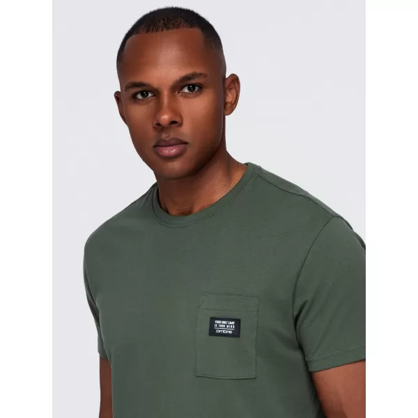  Pánské tričko OMBRE OM-TSCT-0305 DARK OLIVE 