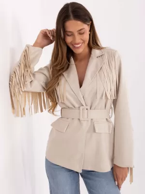 Dámský kabát RUE PARIS IT-PL-5792.33 LIGHT BEIGE