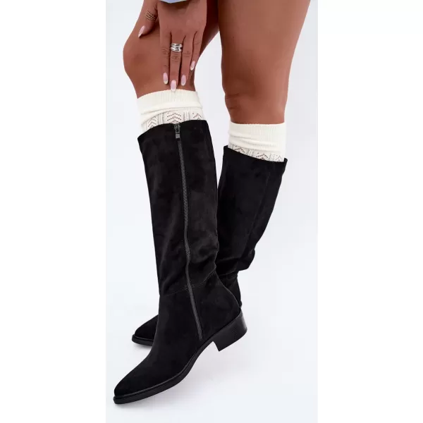  Dámské kozačky BOTO 6502-1 BLACK SUEDE 