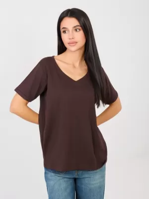 Dámské tričko RUE PARIS RV-TS-A1094.45 DARK BROWN