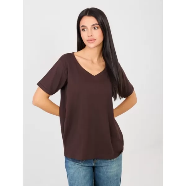  Dámské tričko RUE PARIS RV-TS-A1094.45 DARK BROWN 