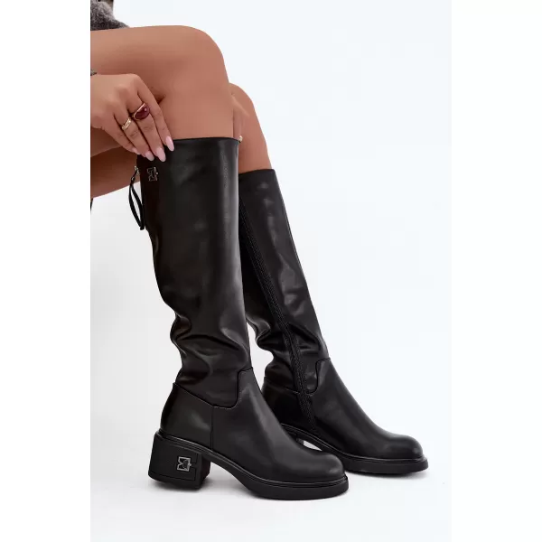  Dámské kozačky VINCEZA 67056 LEATHER BLACK 