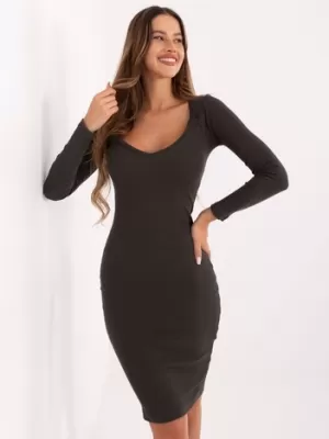 Dámské šaty RUE PARIS RV-SK-7436.53 DARK KHAKI