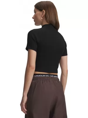 Dámské triko UNDER ARMOUR UA RIVAL RIB MOCK SS TEE 6014794-008 ČERNÁ