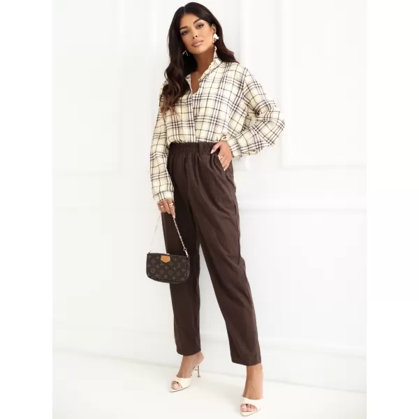  Dámské kalhoty RUE PARIS RV-SP-A1311.60 DARK BROWN 