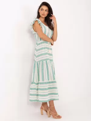 Dámské šaty OCH BELLA TW-SK-BI-28760.97 WHITE-GREEN