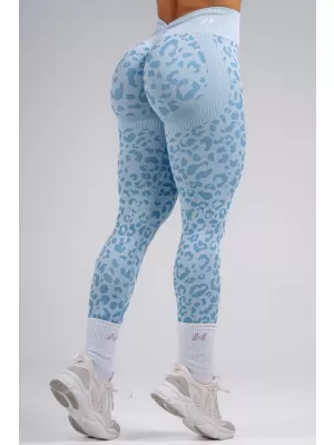 Kompresní push-up legíny s leopardím vzorem NEBBIA PRIMAL 849 BLUE LEOPARD
