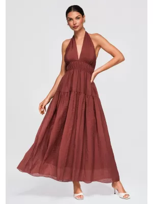 Dámské šaty OMBRE OW-DLR-E0001 BROWN
