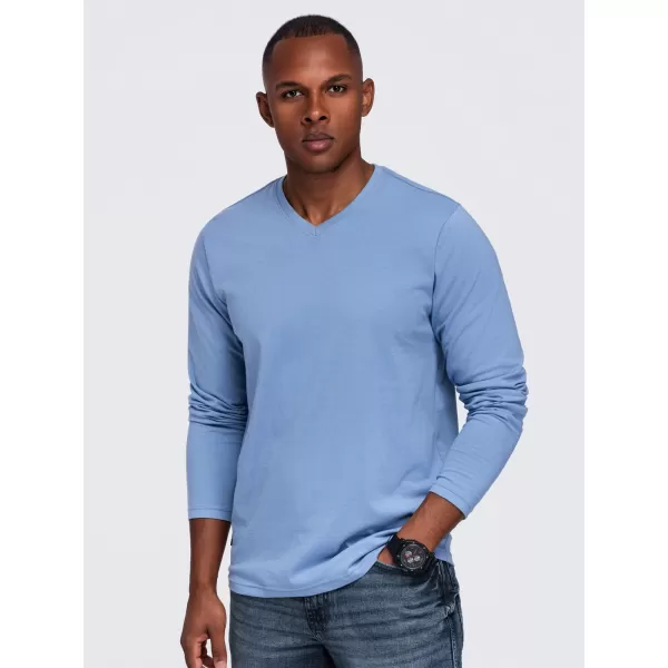  Pánské tričko OMBRE OM-LSBL-0143 LIGHT DENIM 