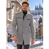 Pánský kabát s příměsí vlny DEWBERRY PLT8369 SVĚTLE ŠEDÁ