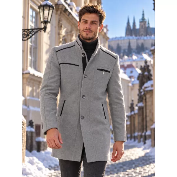  Pánský kabát s příměsí vlny DEWBERRY PLT8369 SVĚTLE ŠEDÁ 