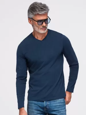 Pánské tričko OMBRE OM-LSBL-0143 NAVY BLUE