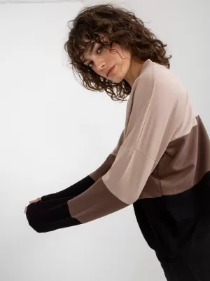 Dámská mikina RUE PARIS RV-BL-8328.34X BLACK AND BEIGE