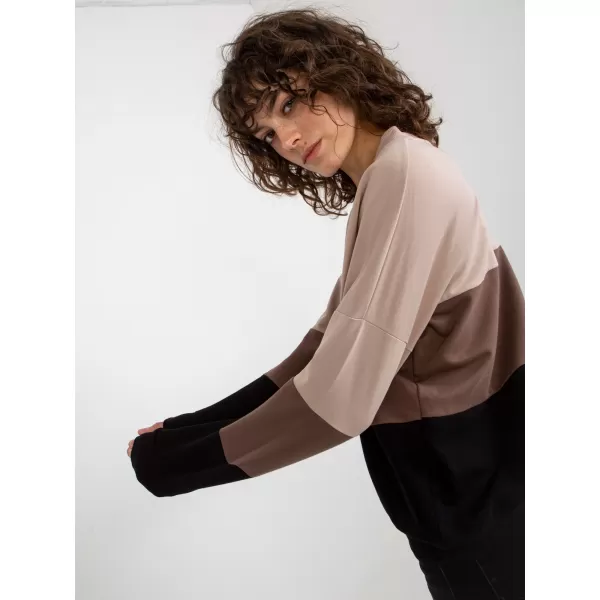  Dámská mikina RUE PARIS RV-BL-8328.34X BLACK AND BEIGE 