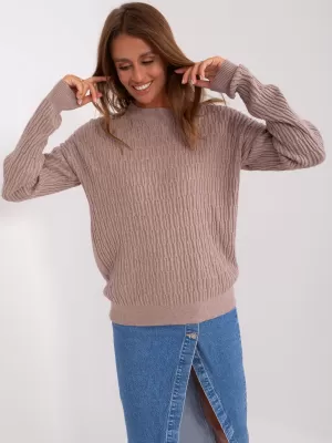 Dámský svetr WOOL FASHION ITALIA AT-SW-2338.14P DARK BEIGE