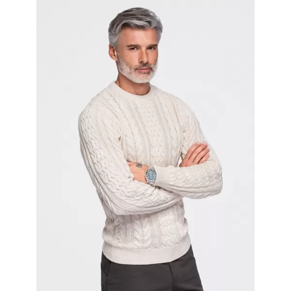  Pánský svetr OMBRE OM-SWSW-0191 ECRU 