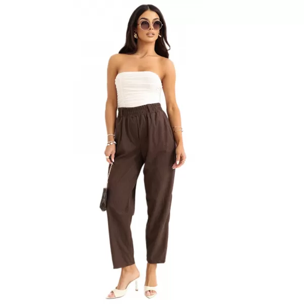  Dámské kalhoty RUE PARIS RV-SP-A1311.60 DARK BROWN 