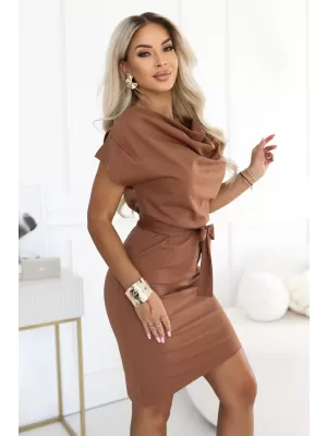 Dámské šaty NUMOCO ROXI 240-13 ČOKOLÁDOVĚ HNĚDÁ
