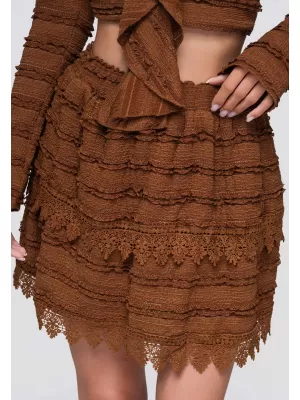 Dámská sukně OMBRE OW-GL-E0015 LIGHT BROWN