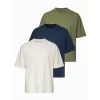 Pánské triko OMBRE OM-TSBC-0291 OFF WHITE/PALE OLIVE/NAVY