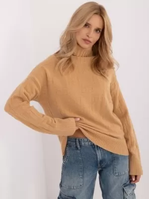 Dámský svetr WOOL FASHION ITALIA AT-SW-2342-1.35 LIGHT BROWN