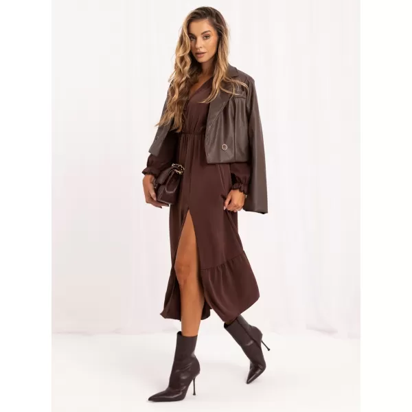  Dámské šaty ITALY MODA MI-SK-1061-2.02 BROWN 