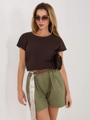Dámské triko RUE PARIS RV-BZ-8837.67 DARK BROWN