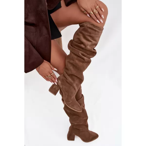  Dámské kozačky ZAZOO 4228 LIGHT BROWN 